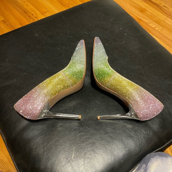 Danyah Pump Embellish Rhinestone Crystal Colorblock Rainbow Neon Clear Stilettos - Picture 12 of 15